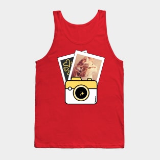 Polaroid Cat Fuzzy Photo Frame Tank Top